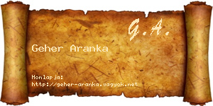 Geher Aranka névjegykártya